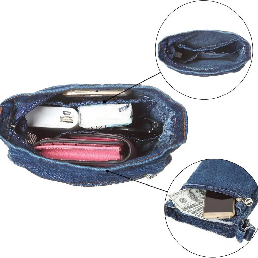 Denim Purse Small Blue Crossbody Shoulder Bag Youth Teen Women Gift